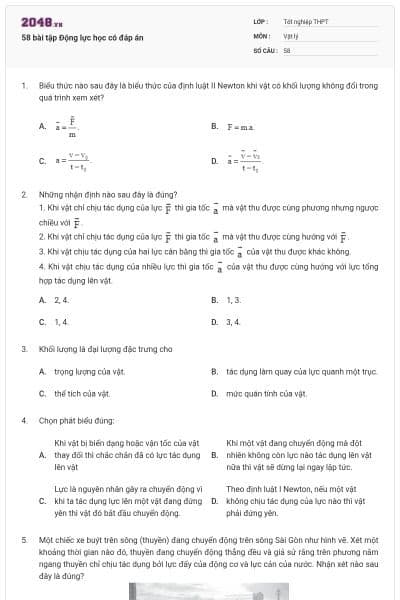58 bài tập Động lực học có đáp án