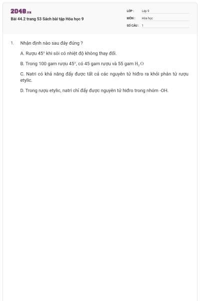 Bài 44.2 trang 53 Sách bài tập Hóa học 9