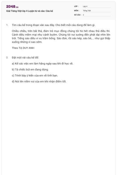 Giải Tiếng Việt lớp 4 Luyện từ và câu: Câu kể