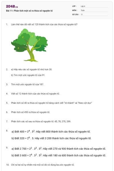 Bài 11: Phân tích một số ra thừa số nguyên tố