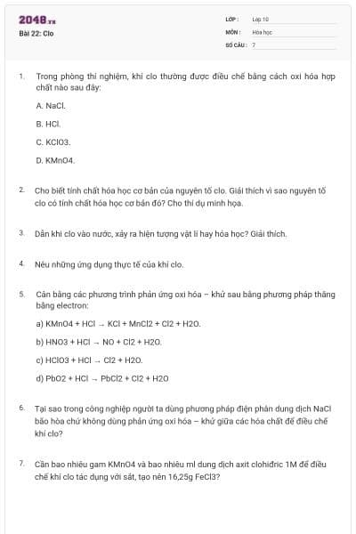 Bài 22: Clo