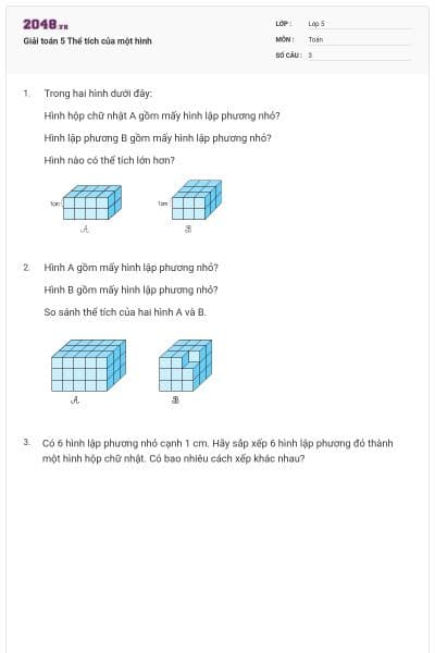 Giải toán 5 Thể tích của một hình