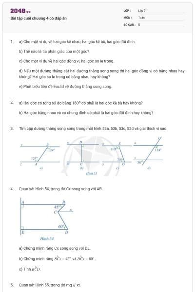 Bài tập cuối chương 4 có đáp án