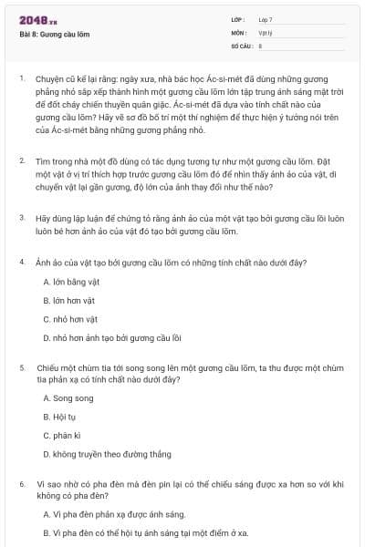 Bài 8: Gương cầu lõm