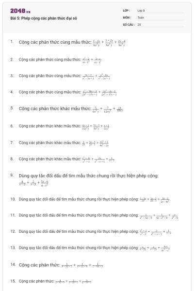 Bài 5: Phép cộng các phân thức đại số