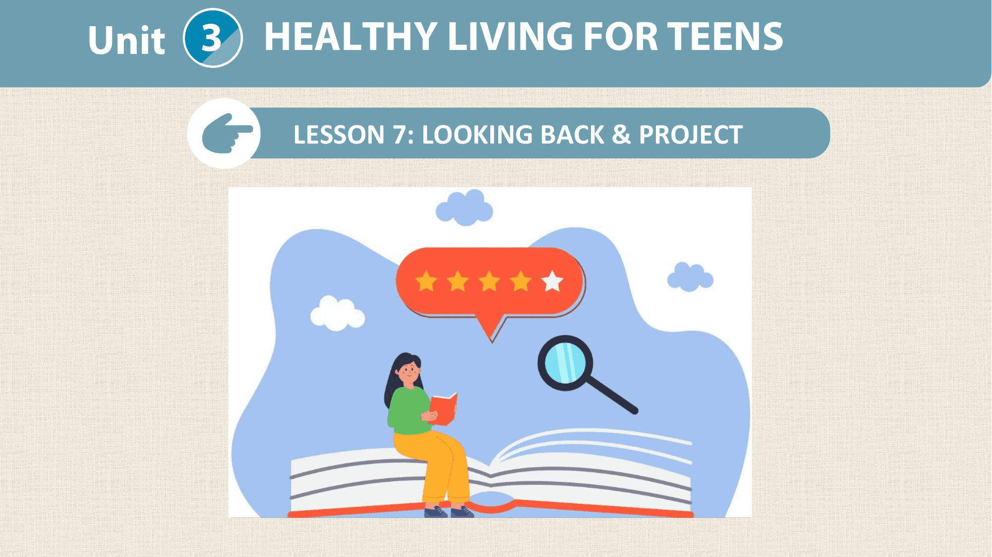 Unit 3 HEALTHY LIVING FOR TEENS

 LESSON 7: LOOKING BACK & PROJECT