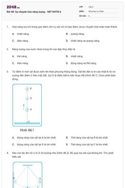 Bài 48: Sự chuyển hóa năng lượng - SBT KHTN 6