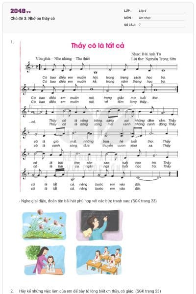 Chủ đề 3: Nhớ ơn thầy cô