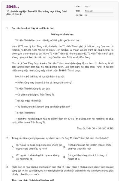 10 câu trắc nghiệm Trao đổi: Như măng mọc thẳng Cánh diều có đáp án