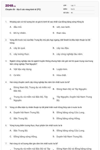 Chuyên đề - Địa lí các vùng kinh tế (P2)