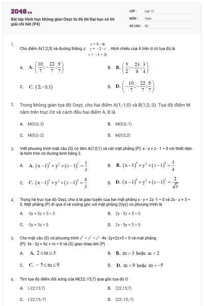 Bài tâp Hình học không gian Oxyz từ đề thi Đại học có lời giải chi tiết (P4)
