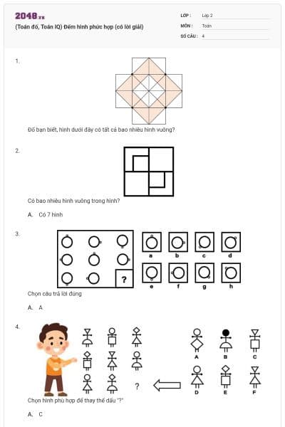 (Toán đố, Toán IQ) Đếm hình phức hợp (có lời giải)