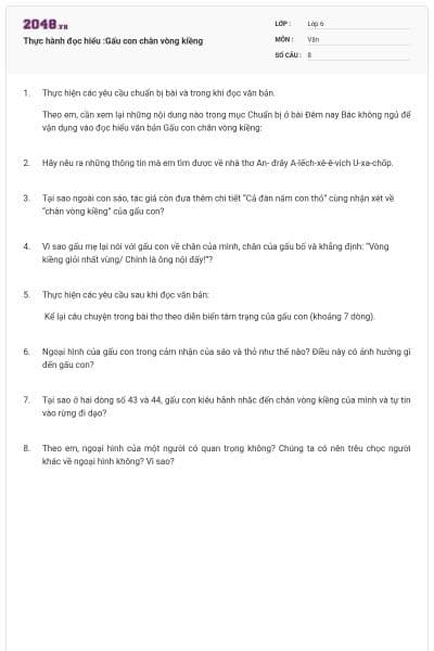 Thực hành đọc hiểu :Gấu con chân vòng kiềng