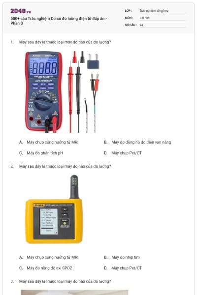 500+ câu Trắc nghiệm Cơ sở đo lường điện tử đáp án - Phần 3