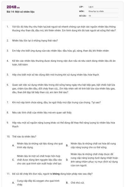 Bài 14: Một số nhiên liệu