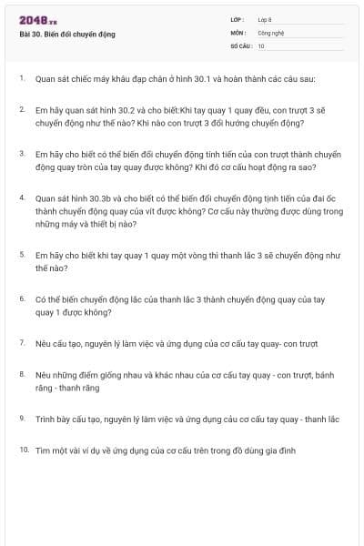 Bài 30. Biến đổi chuyển động