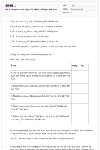 Bài 9: Công dân nước cộng hòa xã hội chủ nghĩa Việt Nam
