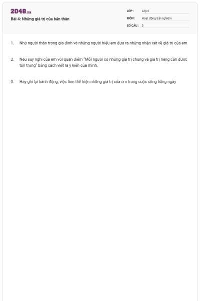 Bài 4: Những giá trị của bản thân