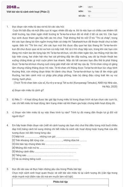 Viết bài văn tả cảnh sinh hoạt (Phần 2)