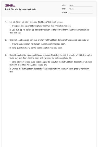 Bài 4. Cấu trúc lặp trong thuật toán