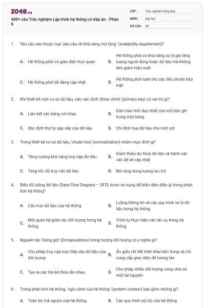 400+ câu Trắc nghiệm Lập trình hệ thống có đáp án - Phần 9