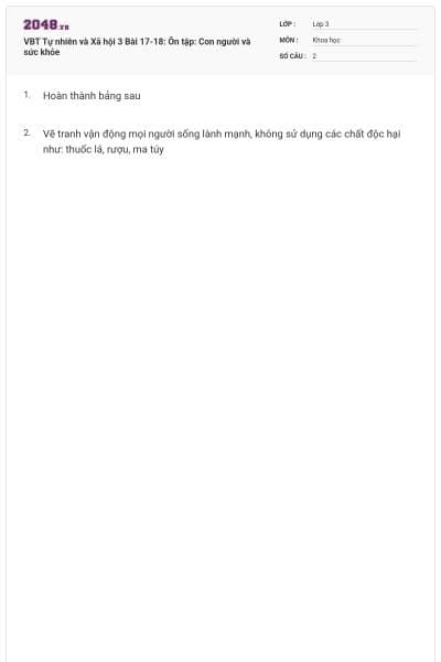 VBT Tự nhiên và Xã hội 3 Bài 17-18: Ôn tập: Con người và sức khỏe