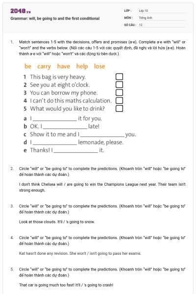 Grammar: will, be going to and the first conditional