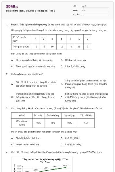 Đề kiểm tra Toán 7 Chương 5 (có đáp án) - Đề 2