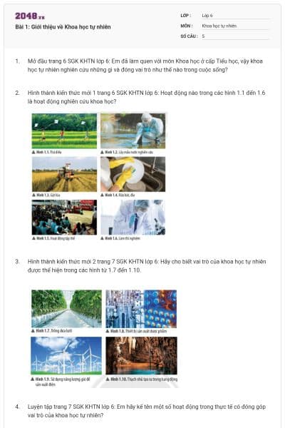 Bài 1: Giới thiệu về Khoa học tự nhiên
