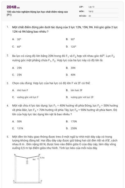 100 câu trắc nghiệm Động lực học chất điểm nâng cao (P1)
