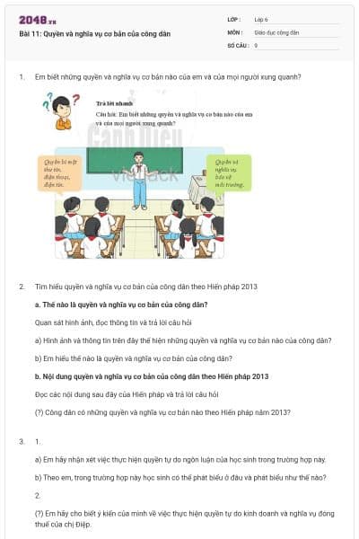 Bài 11: Quyền và nghĩa vụ cơ bản của công dân