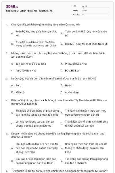 Các nước Mĩ Latinh (thế kỉ XIX- đầu thế kỉ XX)
