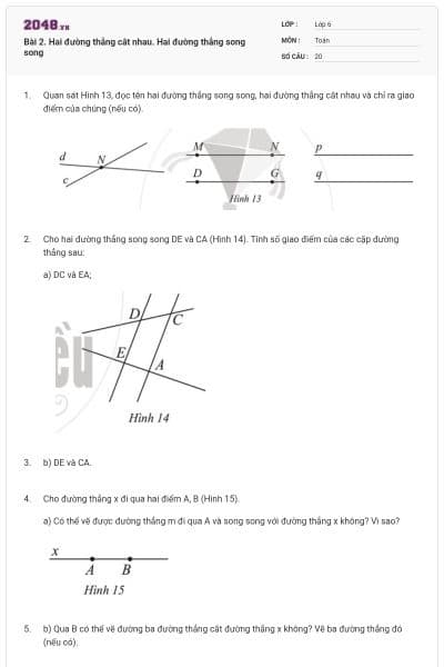 Bài 2. Hai đường thẳng cắt nhau. Hai đường thẳng song song