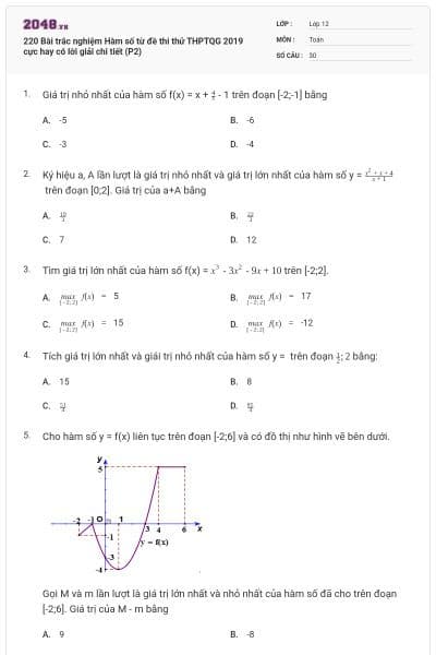 220 Bài trắc nghiệm Hàm số từ đề thi thử THPTQG 2019 cực hay có lời giải chi tiết (P2)