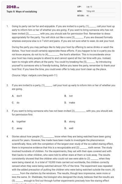 Topic 8: Ways of socializing