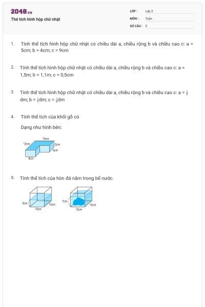 Thể tích hình hộp chữ nhật