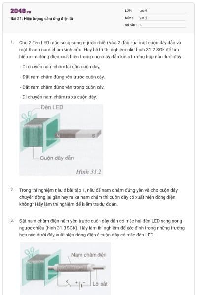 Bài 31: Hiện tượng cảm ứng điện từ