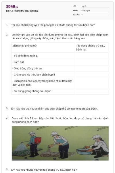 Bài 13: Phòng trừ sâu, bệnh hại