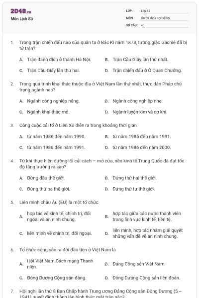 Môn Lịch Sử