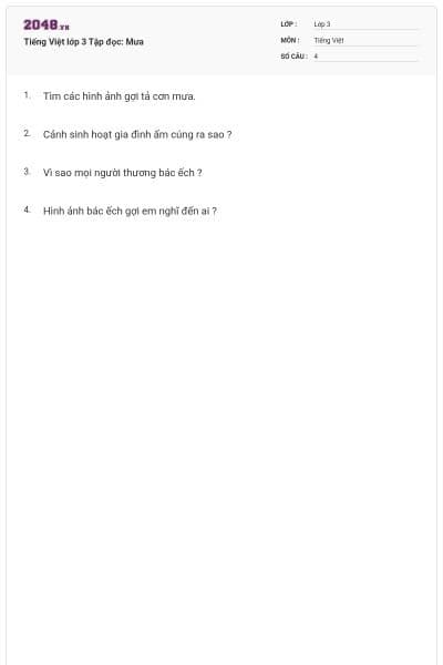 Tiếng Việt lớp 3 Tập đọc: Mưa