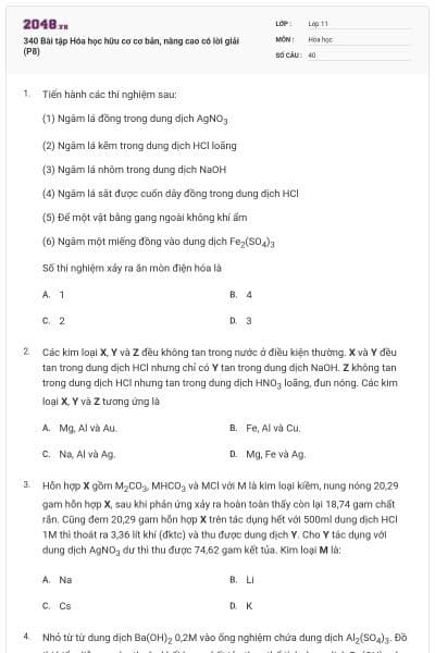 340 Bài tập Hóa học hữu cơ cơ bản, nâng cao có lời giải (P8)