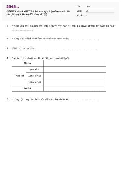 Giải VTH Văn 9 KNTT Viết bài văn nghị luận về một vấn đề cần giải quyết  (trong đời sống xã hội)