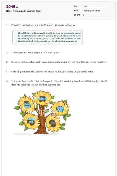 Bài 4: Những giá trị của bản thân