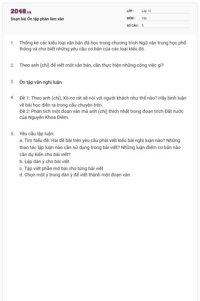 Soạn bài Ôn tập phần làm văn