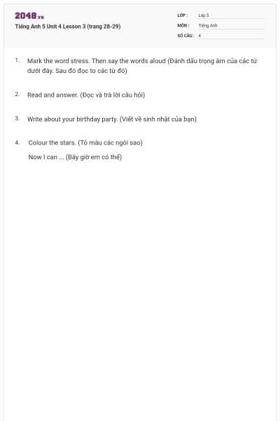 Tiếng Anh 5 Unit 4 Lesson 3 (trang 28-29)