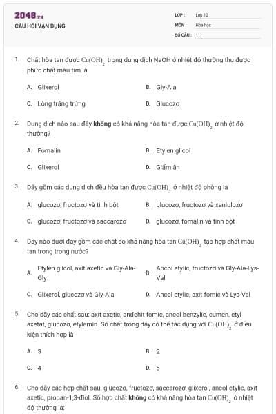 CÂU HỎI VẬN DỤNG