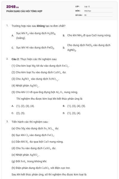 PHÂN DẠNG CÂU HỎI TỔNG HỢP
