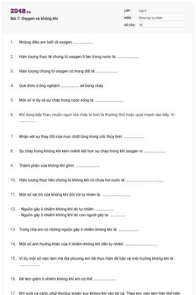 Bài 7: Oxygen và không khí