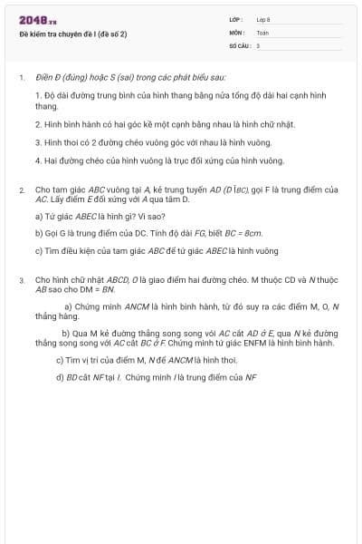 Đề kiểm tra chuyên đề I (đề số 2)