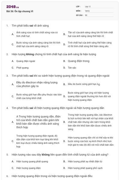 Bài 36: Ôn tập chương VI